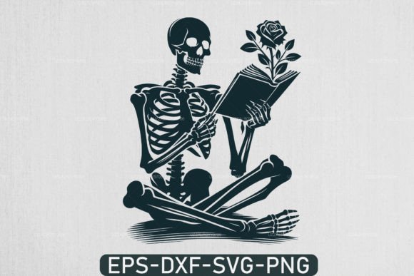 Download A Skeleton Reading Book Svg, Book Lover - Reading book svg Collection