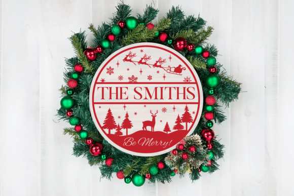 Download Round Christmas Family Name Sign - Premium Resources
