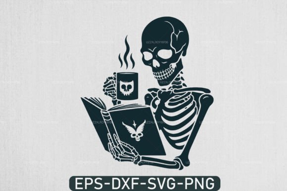 Download A Skeleton Reading Book Svg, Book Lover - Reading book svg Collection