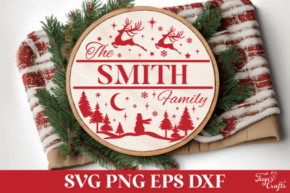 Download Round Christmas Family Name Sign - Premium Resources