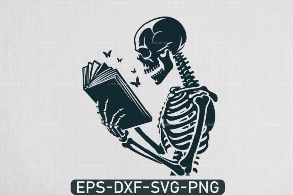 Download A Skeleton Reading Book Svg, Book Lover - Reading book svg Collection