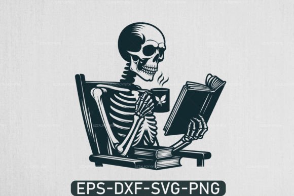 Download A Skeleton Reading Book Svg, Book Lover - Reading book svg Collection